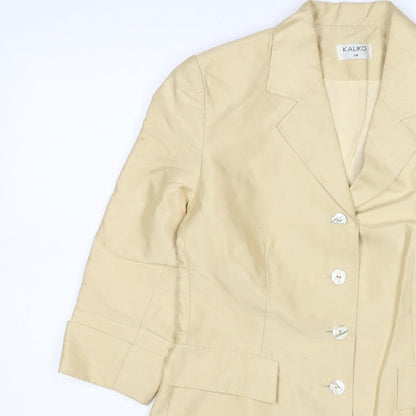 Kaliko Women Ivory UK 14 Silk Lined Single-Breasted Blazer