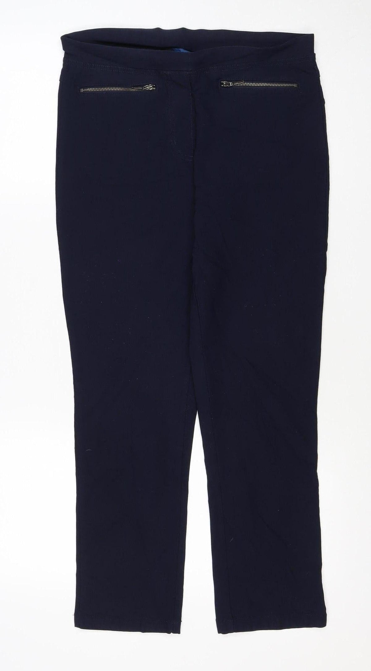 Cotton Traders Women's Blue Size 12 Cargo Straight Trousers Zip Pockets