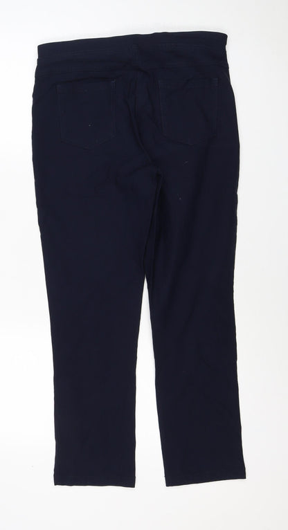 Cotton Traders Women's Blue Size 12 Cargo Straight Trousers Zip Pockets