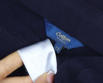 Cotton Traders Women's Blue Size 12 Cargo Straight Trousers Zip Pockets