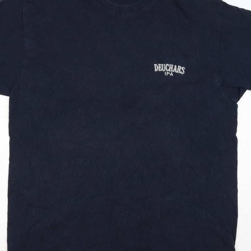 Slazenger Men's Blue XL Deuchars IPA Logo Crew Neck Cotton T-Shirt