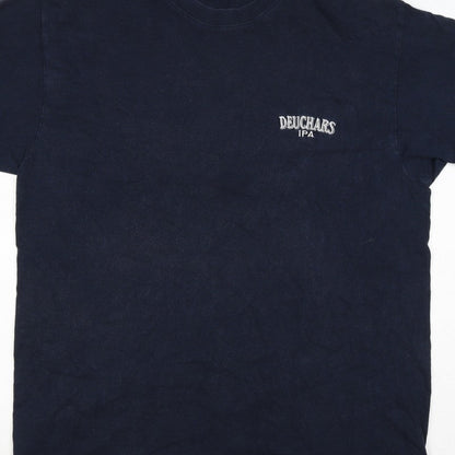 Slazenger Men's Blue XL Deuchars IPA Logo Crew Neck Cotton T-Shirt