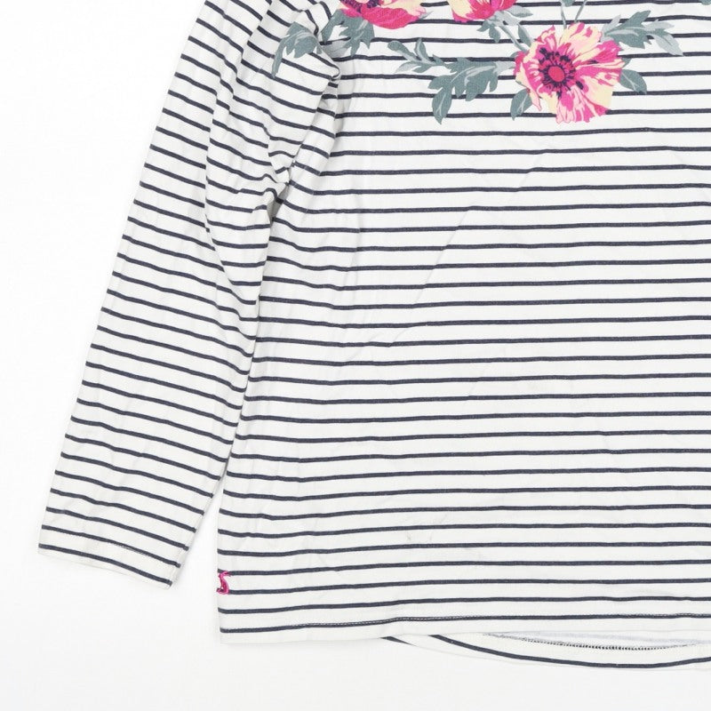 Joules Women Multicoloured UK 10 Floral Stripe Long Sleeve Jersey T-Shirt