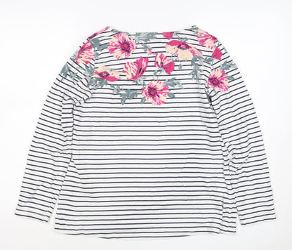 Joules Women Multicoloured UK 10 Floral Stripe Long Sleeve Jersey T-Shirt