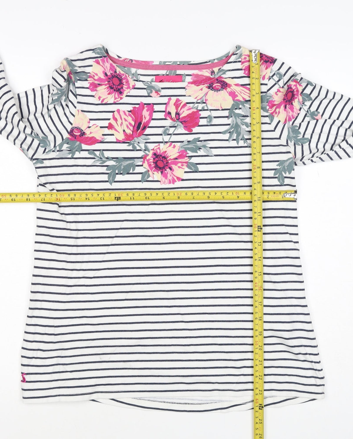 Joules Women Multicoloured UK 10 Floral Stripe Long Sleeve Jersey T-Shirt