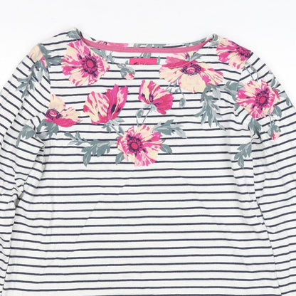Joules Women Multicoloured UK 10 Floral Stripe Long Sleeve Jersey T-Shirt