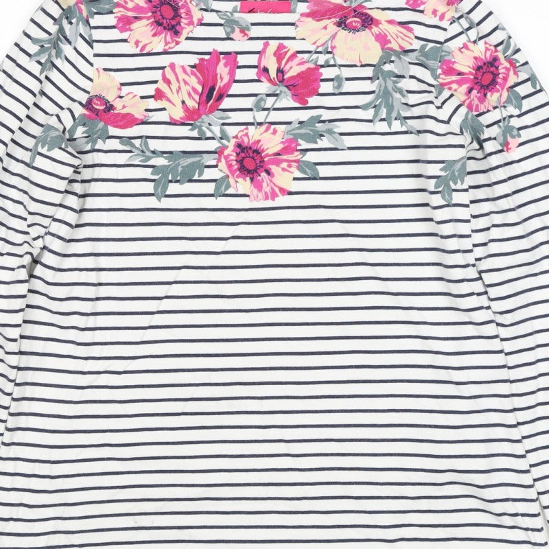 Joules Women Multicoloured UK 10 Floral Stripe Long Sleeve Jersey T-Shirt