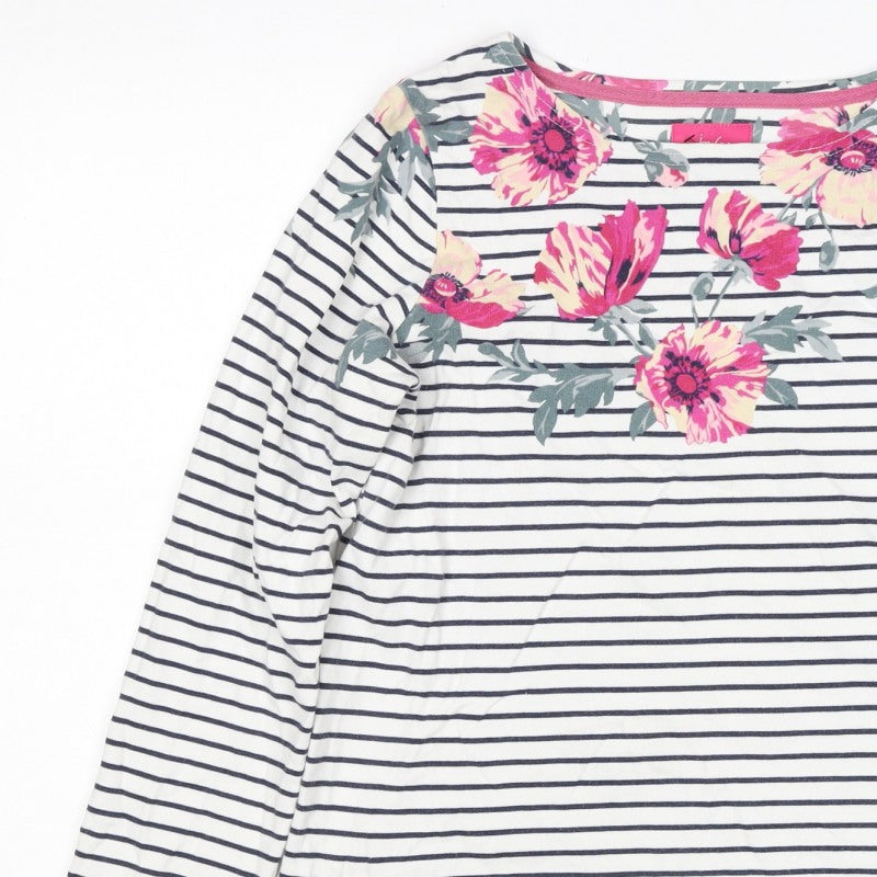 Joules Women Multicoloured UK 10 Floral Stripe Long Sleeve Jersey T-Shirt