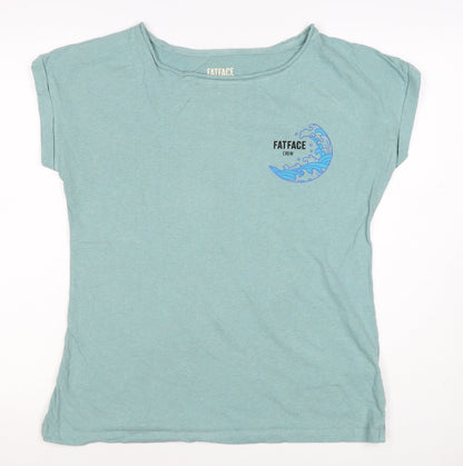 FatFace Women’s Blue UK 12 Basic Cotton Marine Wave T-Shirt