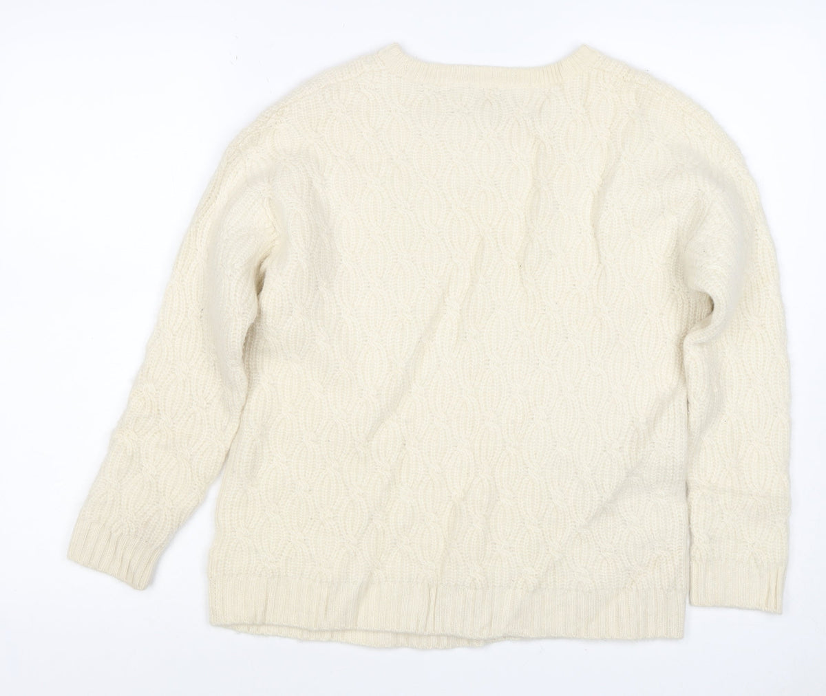 Pure Collection Women Ivory Cashmere Cable Knit Jumper UK 12