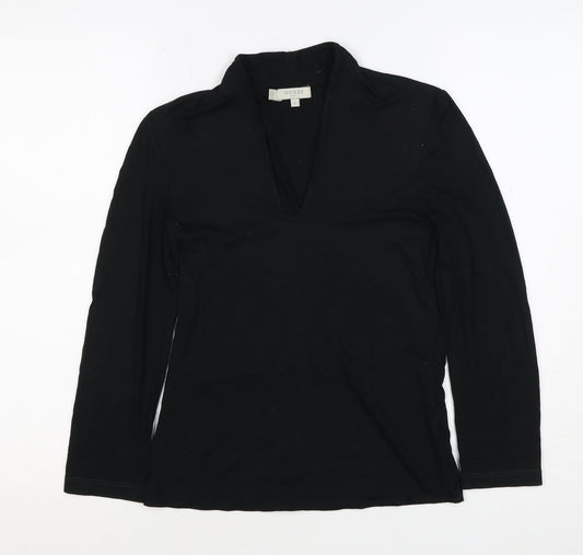 Hobbs Women’s Black XS V-Neck Long Sleeve Jersey Basic Top