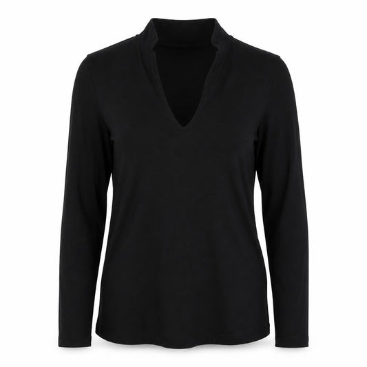 Hobbs Women’s Black XS V-Neck Long Sleeve Jersey Basic Top