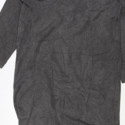 ASOS DESIGN Women Grey Knit V-Neck Jumper Dress Size 12-14