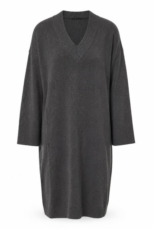 ASOS DESIGN Women Grey Knit V-Neck Jumper Dress Size 12-14