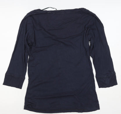 Fat Face Women’s Navy Size 14 Henley Jersey 3/4 Sleeve T-Shirt