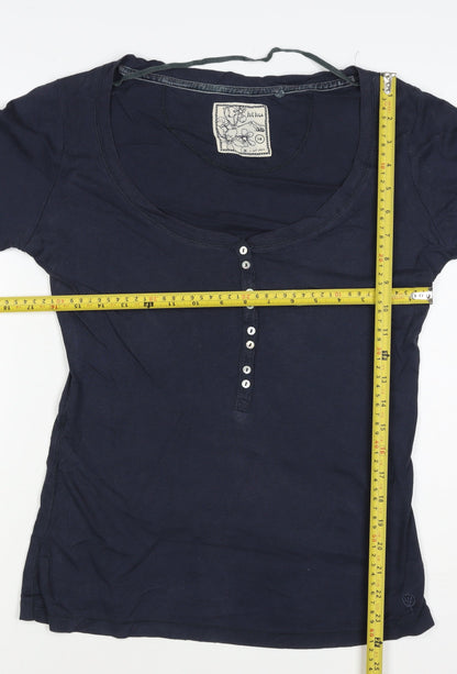 Fat Face Women’s Navy Size 14 Henley Jersey 3/4 Sleeve T-Shirt