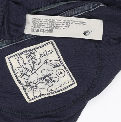 Fat Face Women’s Navy Size 14 Henley Jersey 3/4 Sleeve T-Shirt