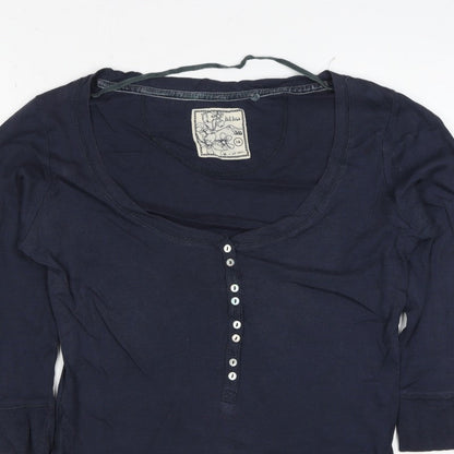 Fat Face Women’s Navy Size 14 Henley Jersey 3/4 Sleeve T-Shirt