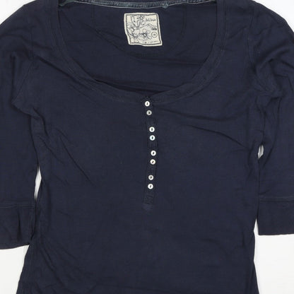 Fat Face Women’s Navy Size 14 Henley Jersey 3/4 Sleeve T-Shirt