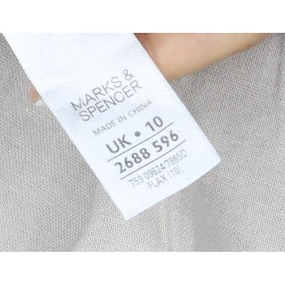 Marks & Spencer Women Beige Linen Blend Midi Sheath Dress UK 10