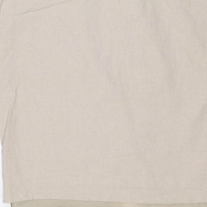 Marks & Spencer Women Beige Linen Blend Midi Sheath Dress UK 10