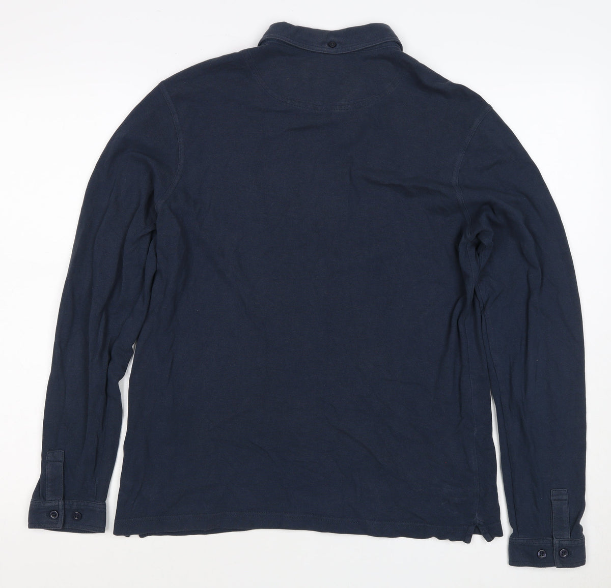 Farah Men’s Blue M Long Sleeve Button-Down Logo Polo Shirt