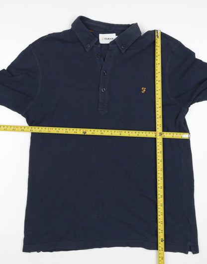 Farah Men’s Blue M Long Sleeve Button-Down Logo Polo Shirt