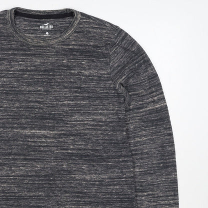 Hollister Men’s Grey Marl Logo Crew Neck Pullover Sweatshirt M