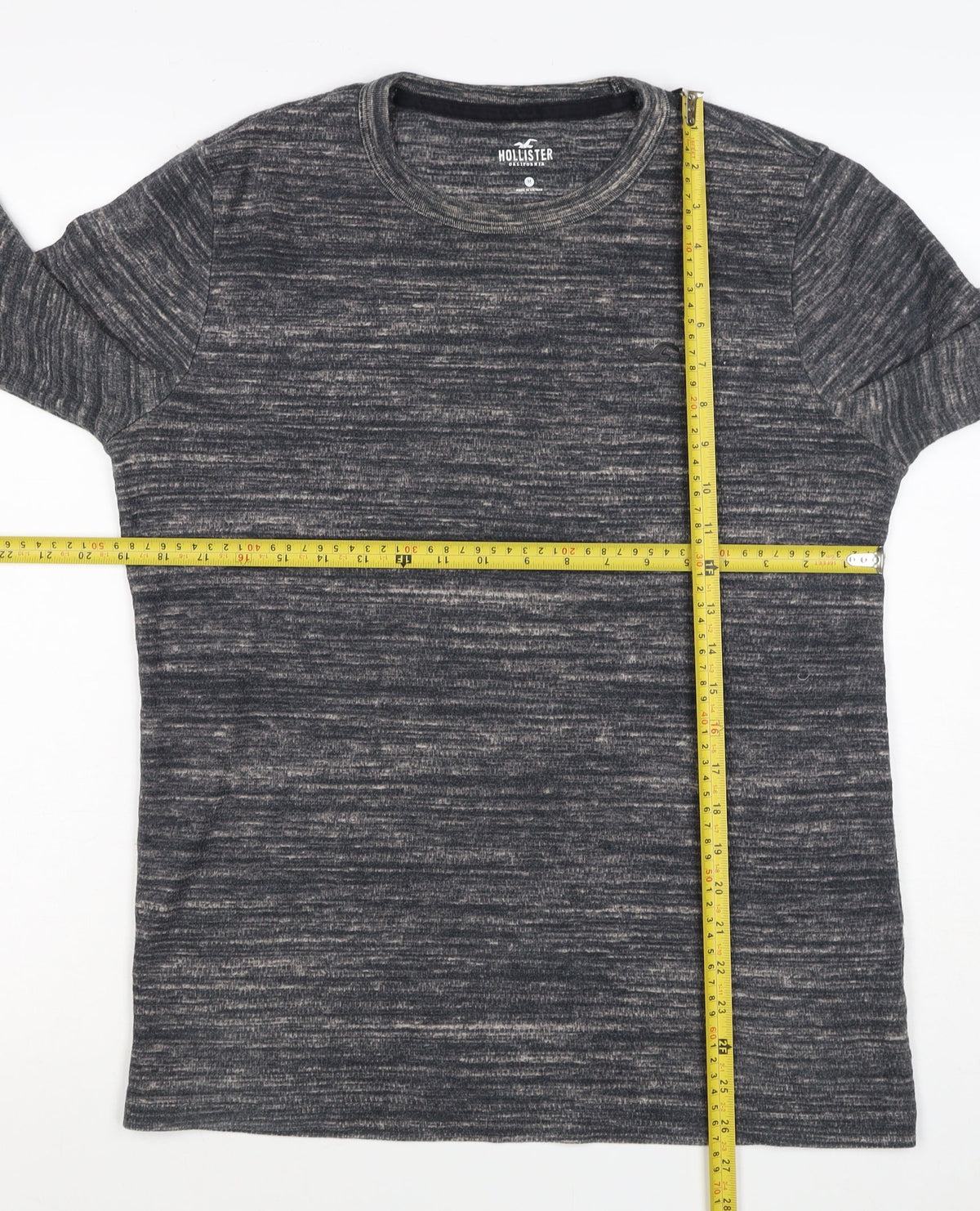 Hollister Men’s Grey Marl Logo Crew Neck Pullover Sweatshirt M