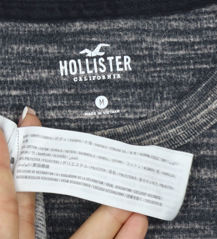 Hollister Men’s Grey Marl Logo Crew Neck Pullover Sweatshirt M