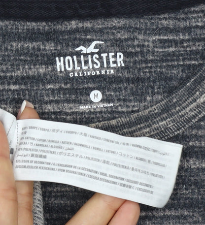 Hollister Men’s Grey Marl Logo Crew Neck Pullover Sweatshirt M