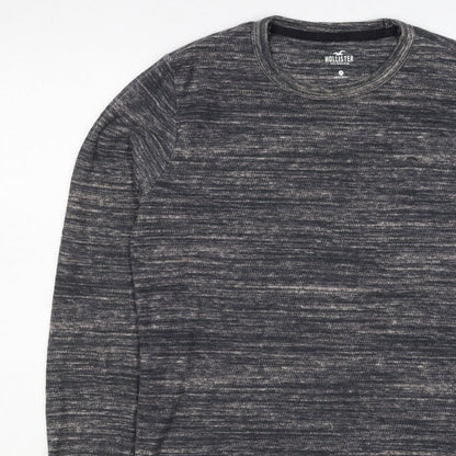 Hollister Men’s Grey Marl Logo Crew Neck Pullover Sweatshirt M