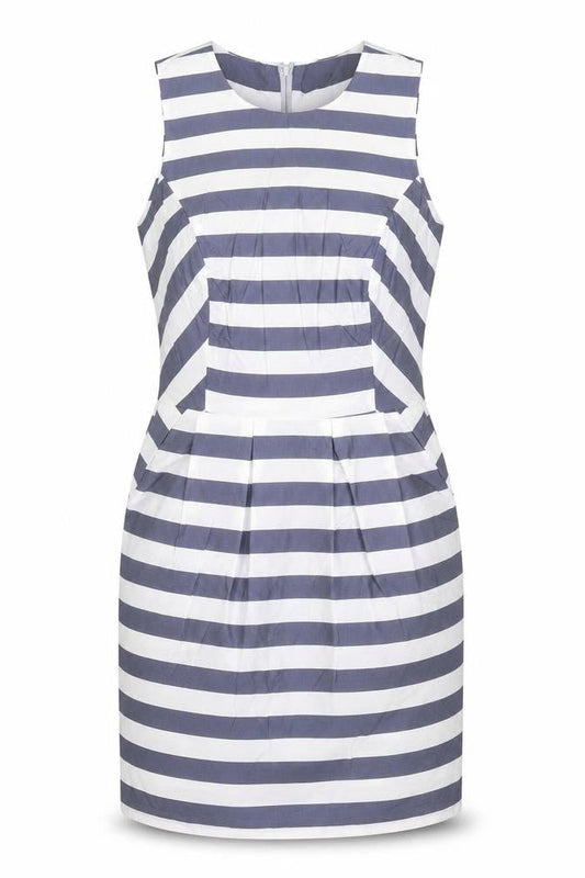 Dorothy Perkins Women Blue White Stripe Shift Dress UK 10 V-Neck
