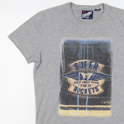 Superdry Mens Grey M Graphic Space Rocket Crew Neck T-Shirt