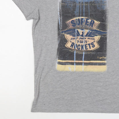 Superdry Mens Grey M Graphic Space Rocket Crew Neck T-Shirt