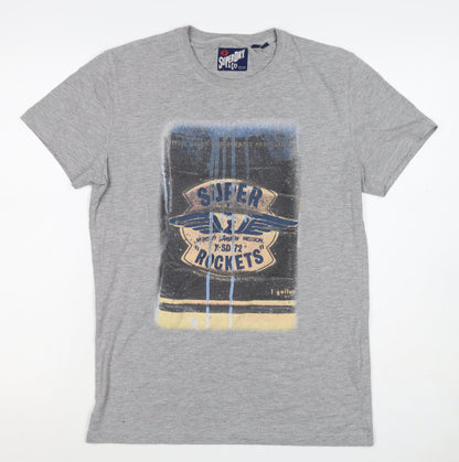 Superdry Mens Grey M Graphic Space Rocket Crew Neck T-Shirt
