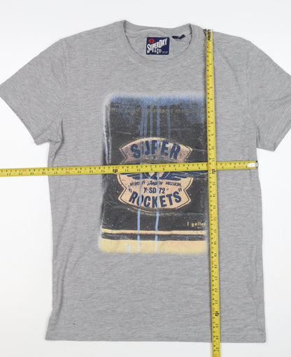 Superdry Mens Grey M Graphic Space Rocket Crew Neck T-Shirt