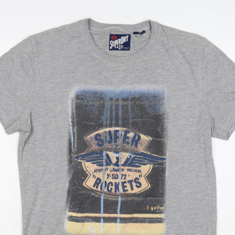 Superdry Mens Grey M Graphic Space Rocket Crew Neck T-Shirt