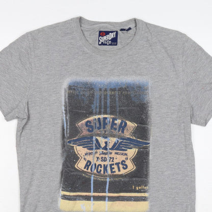 Superdry Mens Grey M Graphic Space Rocket Crew Neck T-Shirt