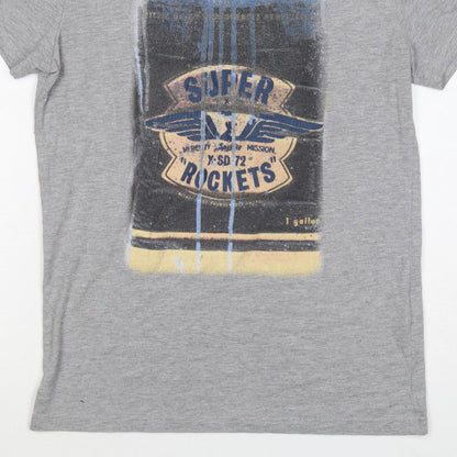 Superdry Mens Grey M Graphic Space Rocket Crew Neck T-Shirt