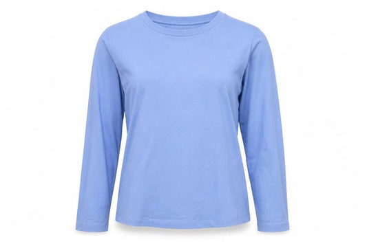 Uniqlo Women Blue M Basic Crew Neck Long Sleeve Cotton T-Shirt