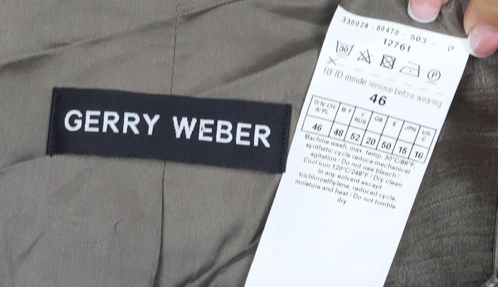 Gerry Weber Women Brown Linen Blend Blazer UK 18 3 Button Lined