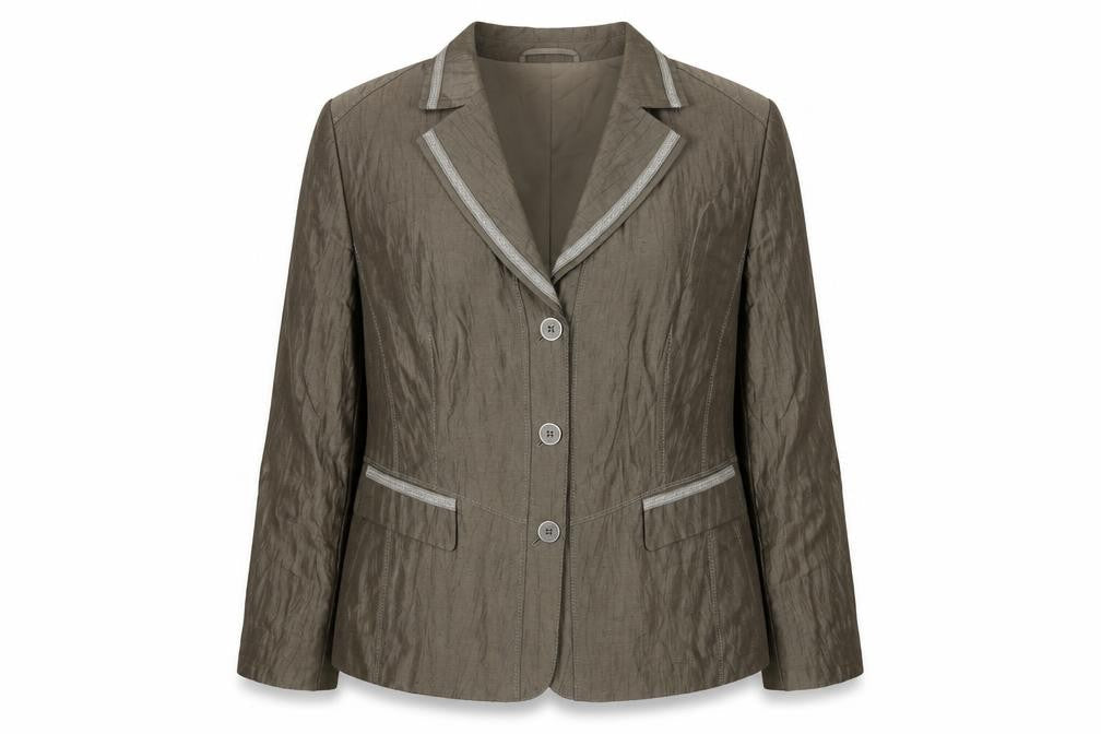 Gerry Weber Women Brown Linen Blend Blazer UK 18 3 Button Lined