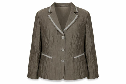 Gerry Weber Women Brown Linen Blend Blazer UK 18 3 Button Lined