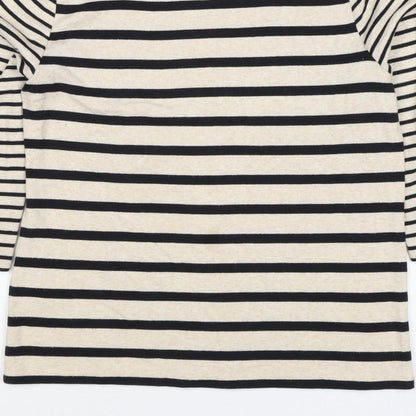 Laura Ashley Women Ivory Black Stripe Boat Neck Jersey Top UK 16