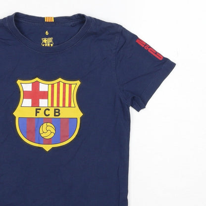 FC Barcelona Boys Blue 6 Years Logo Football Graphic T-Shirt