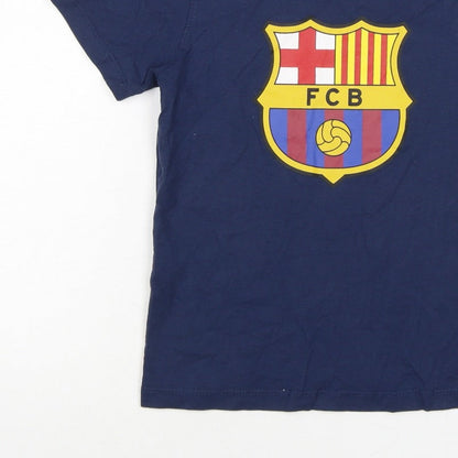 FC Barcelona Boys Blue 6 Years Logo Football Graphic T-Shirt