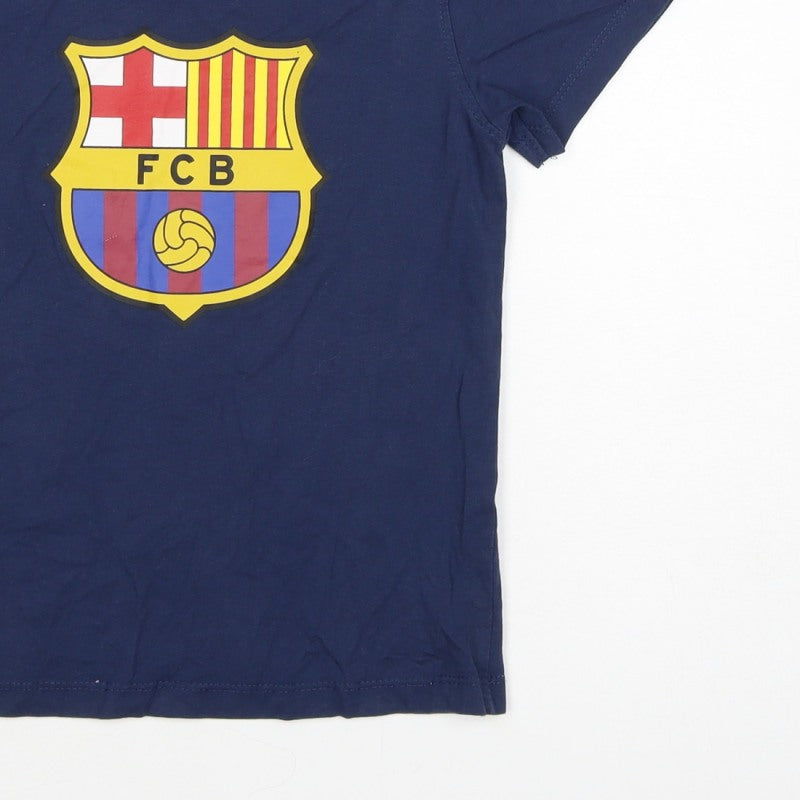 FC Barcelona Boys Blue 6 Years Logo Football Graphic T-Shirt