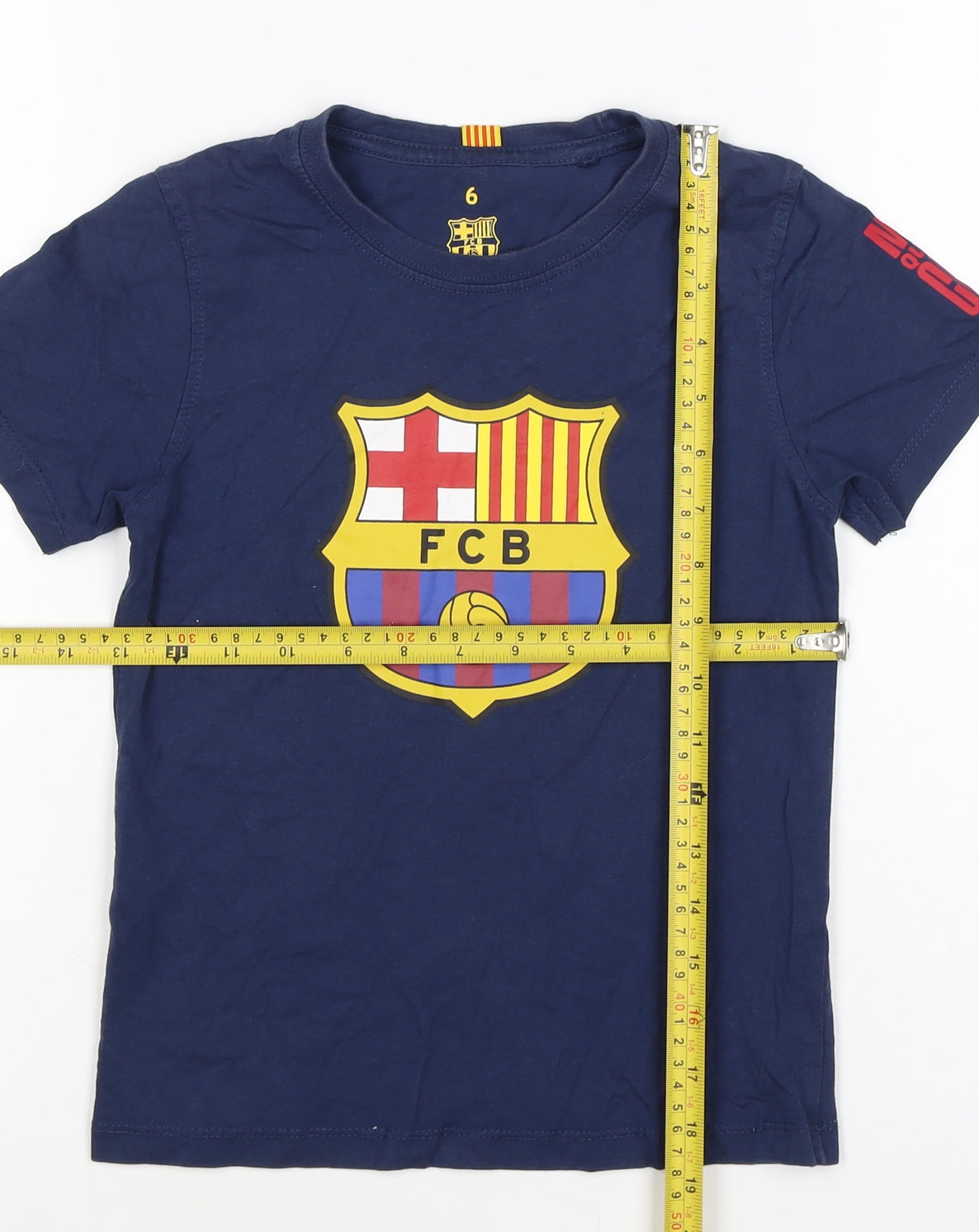 FC Barcelona Boys Blue 6 Years Logo Football Graphic T-Shirt