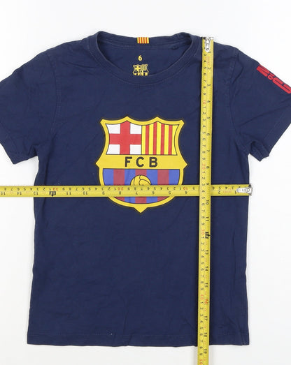 FC Barcelona Boys Blue 6 Years Logo Football Graphic T-Shirt